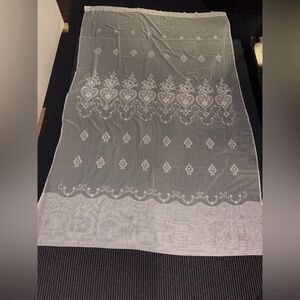 Set of 2 White 88” X 58” Floral Hearts Window Curtains Sheer Pattern Vintage